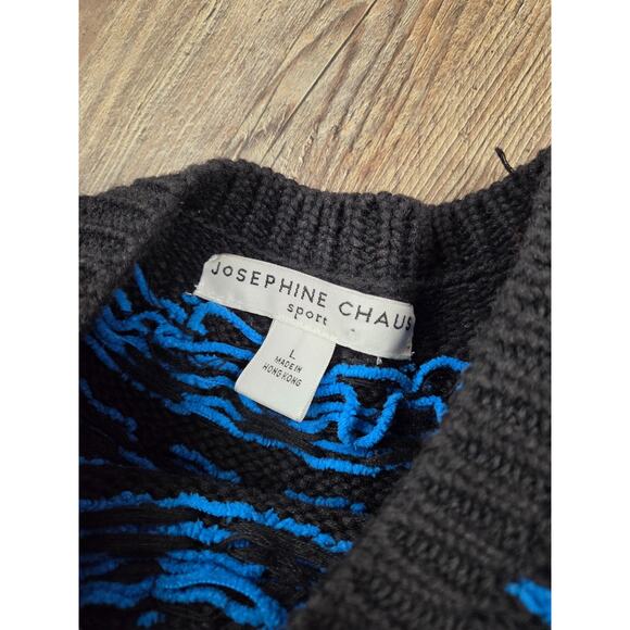 Josephine Chaus Vintage Black Crewneck Sweater Chenille Embroidery Large - Picture 4 of 6